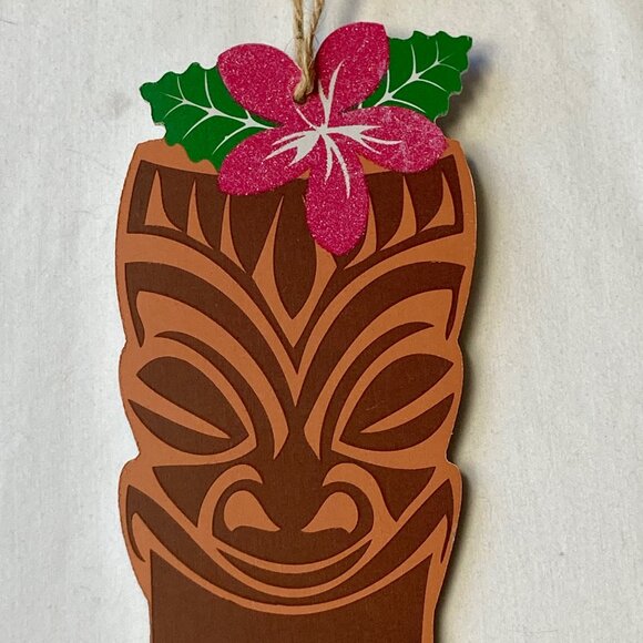 TIKI BAR Wood Sign Luau Aloha Hawaiian Hibiscus Flowers Wall Door Island Decor - Picture 4 of 8